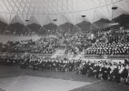 Widownia w hali sportowej na przedstawieniu folklorystycznym, przygotowanym przez młodzież polonijną, 14 maja 1966 r., fot. T. Makula. PISK, 9/8,4/11  